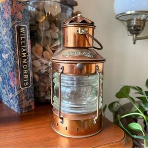 Antique Copper Ship’s Lantern with Clear Glass